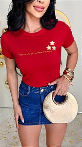 TSHIRT FEMININA ALGODÃO SEJA MORADA DE SENTIMENTOS BONS / VERMELHA