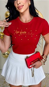TSHIRT FEMININA ALGODÃO SEJA GRATO POR TUDO / VERMELHA