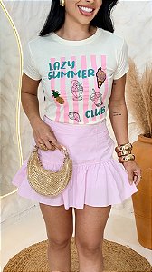 TSHIRT FEMININA ALGODÃO SUMMER APLICAÇÃO ABACAXI / OFFWHITE