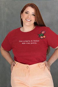 TSHIRT PLUS SIZE FEMININA QUE A ALEGRIA DO SENHOR JESUS / VERMELHA