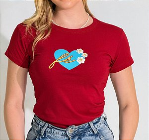TSHIRT FEMININA ALGODÃO FÉ PEROLAS / VERMELHA