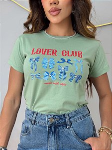 TSHIRT FEMININA ALGODÃO LAÇOS PONTO DE LUZ / VERDE MENTA