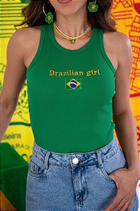 REGATA RIBANA MICRO CANELADA BRASIL BRAZILIAN GIRL / VERDE BANDEIRA