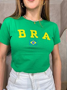 TSHIRT FEMININA ALGODÃO BRASIL BRA SILKSCREEN / VERDE BANDEIRA