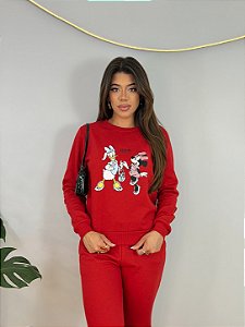 CONJUNTO MOLETOM COMFORT MINNIE E MARGARIDA / VERMELHO
