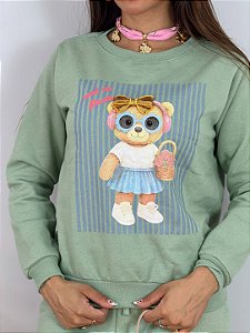 CONJUNTO MOLETOM COMFORT URSINHO COM LACINHO / VERDE MENTA