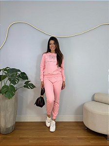 CONJUNTO MOLETOM COMFORT BORBOLETA APLICAÇÃO / ROSA BEBE