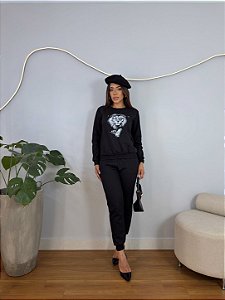CONJUNTO MOLETOM COMFORT LEÃO DE JUDA / PRETO