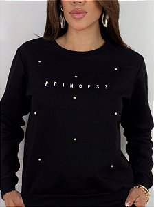 CONJUNTO MOLETOM COMFORT PRINCESS PEROLAS / PRETO