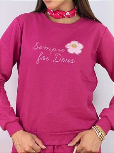 CONJUNTO MOLETOM COMFORT SEMPRE FOI DEUS / PINK