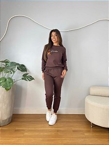 CONJUNTO MOLETOM COMFORT GRATIDÃO / MARROM