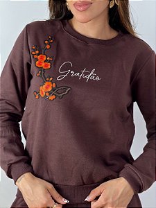 CONJUNTO MOLETOM COMFORT GRATIDÃO / MARROM