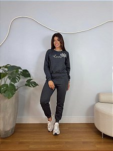 CONJUNTO MOLETOM COMFORT APLICAÇÃO LOVE / MESCLA