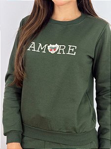 CONJUNTO MOLETOM COMFORT AMORE / VERDE MILITAR