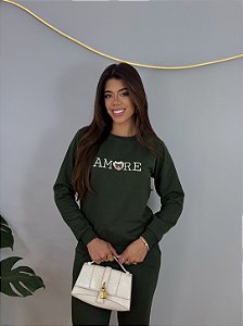CONJUNTO MOLETOM COMFORT AMORE / VERDE MILITAR