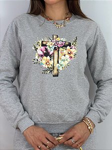 CONJUNTO MOLETOM COMFORT CRUZ COM PEROLAS / MESCLA