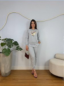 CONJUNTO MOLETOM COMFORT CRUZ COM PEROLAS / MESCLA