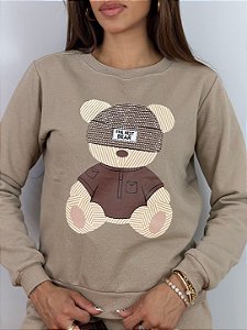CONJUNTO MOLETOM COMFORT URSINHO STRASS / NUDE