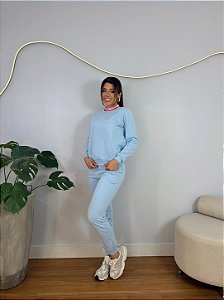 CONJUNTO MOLETOM COMFORT BORDADO ADIDAS / AZUL BEBE