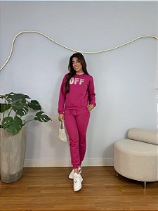 CONJUNTO MOLETOM COMFORT OFF APLICAÇÃO / PINK
