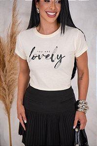 TSHIRT FEMININA ALGODÃO LOVELY / BRANCA