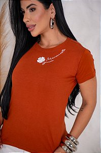 TSHIRT FEMININA ALGODÃO MARANATA / TERRA COTA