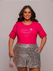 TSHIRT PLUS SIZE FEMININA BORDADA LIVRES PRA VIVER O PROPOSITO / PINK