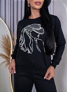 CONJUNTO MOLETOM COMFORT CHAPEU MULHER / PRETO