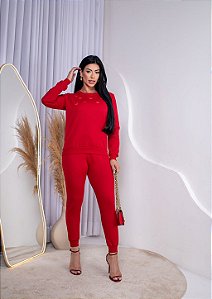 CONJUNTO MOLETOM COMFORT BORDADO MICKEY / VERMELHO