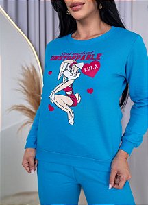 BLUSA MOLETOM COMFORT LOLLA / AZUL ROYAL