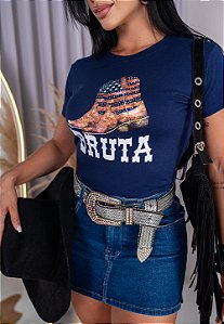 TSHIRT FEMININA ALGODÃO COUNTRY BRUTA / AZUL MARINHO