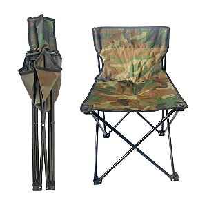 Cadeira Pesca Camping Camuflada Dobrável com Bolsa