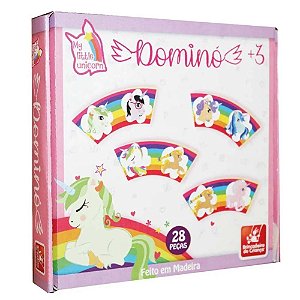 Dominó Unicórnio Brincadeira de Criança - 28 Peças