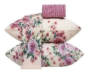 Jogo de Cama Casal Queen Duplo 4 Peças Helena Linha Realce Premium 140 Fios - Sultan