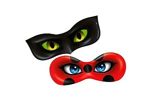 Máscara Cartonada Ladybug e Cat Noir 06 unidades - Regina Festas