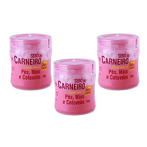 Kit 3 Creme Hidratante Pé Mãos Rachadura Sebo De Carneiro