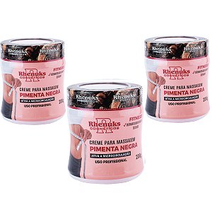 Kit 3 Creme Redutor Medidas Celulites Estrias Pimenta Negra - Rhenuks