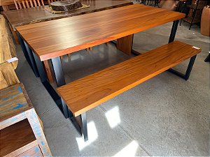 Mesa de jantar  pe metalon 180cm x 80cm com 1 banco