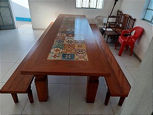 Jogo de mesa mineira ladrilho 400cm x 110cm com banco