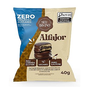 Alfajor VEGANO branco c/rech chocolate ZERO AÇÚCAR s/glúten 40g