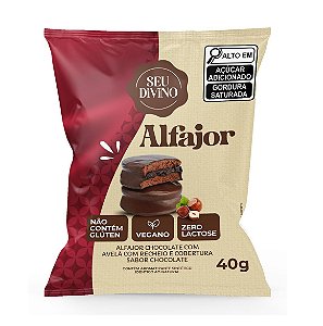 Alfajor Vegano Chocolate com creme de avelã LIVRE de Glúten 40g