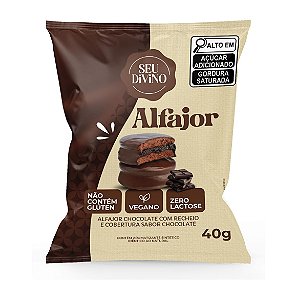 Alfajor VEGANO Chocolate recheio chocolate LIVRE de glúten 40g