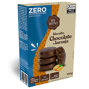 Biscoito Chocolate e Laranja Seu Divino 100g - Sem Gluten, Zero Lactose, Vegano, Zero Adicao de Acucares