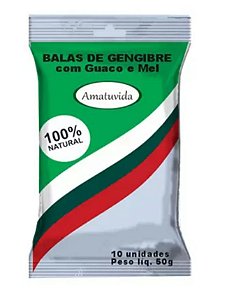 Kit 10 Balas de Gengibre com Guaco e Mel - Amatuvida