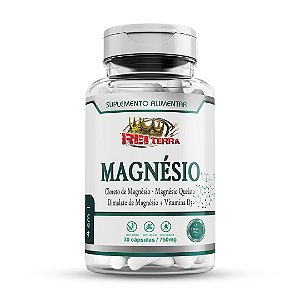 Magnésio 4 em 1 (Cloreto de Magnésio, Magnésio Quelato, Dimalato de Magnésio e Vitamina D3) 750 mg 30 caps - Rei Terra