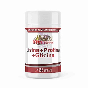 Lisina, Prolina e Glicina 500 mg 120 caps - Rei Terra