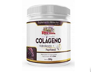 Colágeno Hidrolisado em Pó Sabor Uva 200g - Rei Terra