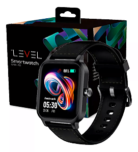 Smartwatch Relógio Inteligente Tela 1.83- Couro -level- Caixa Preto Pulseira Preto Desenho Da Pulseira Liso