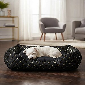 Cama Pet Luxo Anatômica Bordada 74x65cm - Conforto Premium