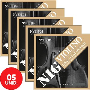 Encordoamento Para Violino Nig Lisas / Flat Wound NVE804 - Kit Com 5 Unidades